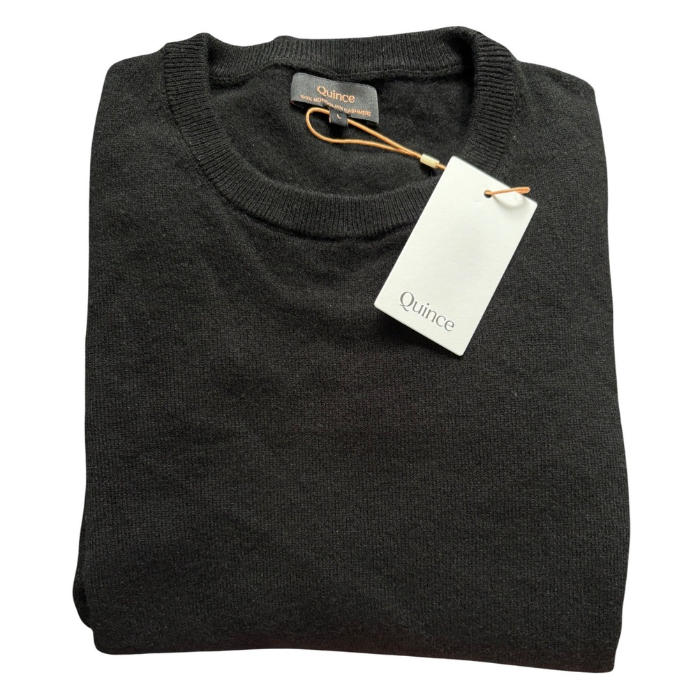 Quince Sweater Women L Black 100% Mongolian Cashmere Crewneck Long Sleeve NWT - Picture 4 of 6